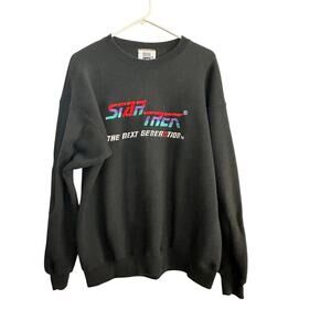 Vintage Startrek Men's Black The Next Generation Starfleet Sweatshirt Size XL